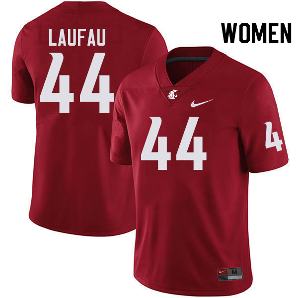 Women #44 Khalil Laufau Washington State Cougars College Football Jerseys Stitched-Crimson